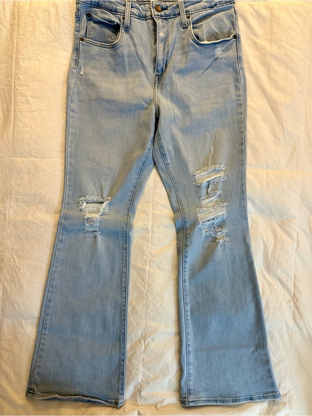 Levi's Light Blue Distressed Flare Jeans